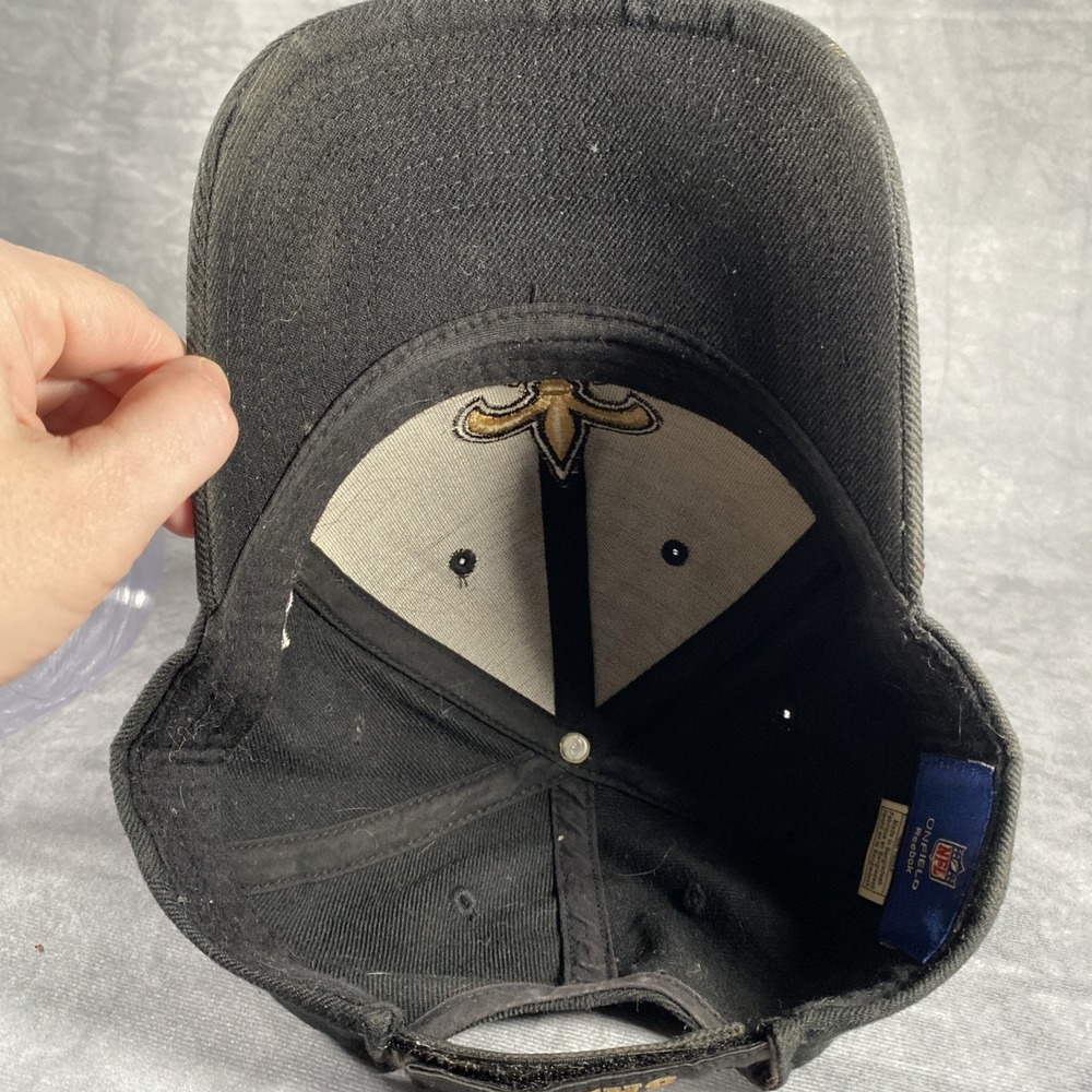 NFL‎ New Orleans Saints Hat Cap Reebok Adjustable Strapback Black NFL - Picture 4 of 6